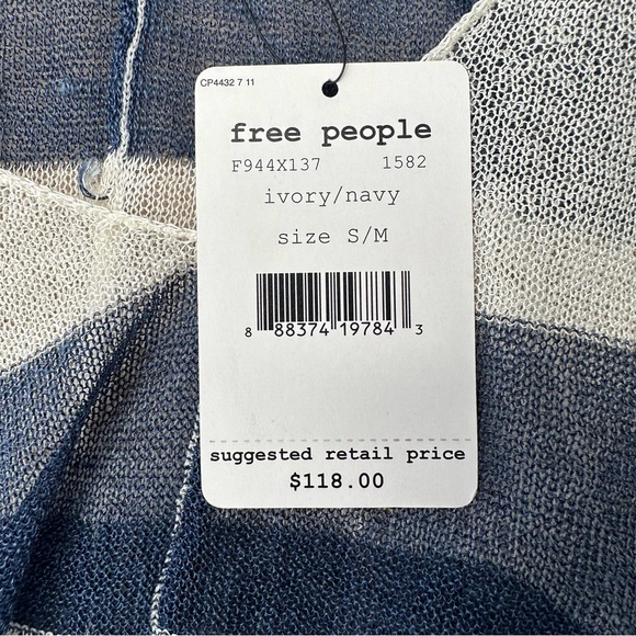 NEW W/TAGS Free People Lifesaver Pullover XS/S Blue Stripe Knit Dolman Oversized - Picture 6 of 14